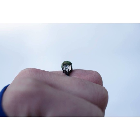 Raw Emerald Diamond Ring Rough Diamond Engagement Ring Handmade Diamond … - Picture 7 of 7